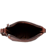 Brown Jack Georges Voyager zippered crossbody hobo bag with adjustable strap and spacious interior for everyday use.