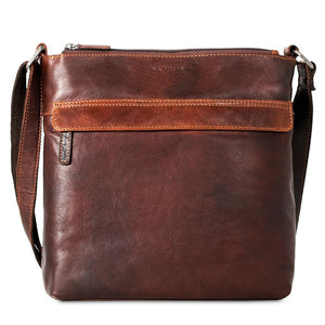 Brown Jack Georges Voyager Zippered Crossbody Hobo Bag with adjustable strap and spacious interior for everyday use.