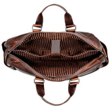 Jack Georges Voyager Day Bag or duffle in brown leather, featuring sturdy handles and spacious interior, perfect for travel and daily use.