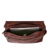 Jack Georges Voyager large travel messenger bag with adjustable strap and multiple compartments, made of durable leather.