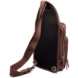 Brown Jack Georges Voyager Sling Bag with adjustable strap and multiple compartments, designed for convenient carrying.