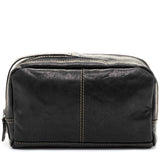 Brown Jack Georges Voyager toiletry bag with leather accents, featuring a compact design and multiple compartments for travel essentials.