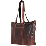 Jack Georges Voyager Shopper Tote bag showing three-quarter view with leather handles and spacious interior, stylish and functional.