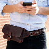 Brown Jack Georges Voyager Handsfree Belt Bag waist pack with adjustable strap and multiple compartments.