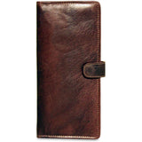 Brown Jack Georges Voyager Travel Wallet with multiple card slots and zippered coin pocket, crafted for secure travel organization.