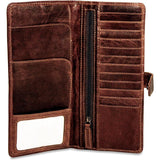 Brown Jack Georges Voyager Travel Wallet with multiple card slots and secure compartments for travel organization.