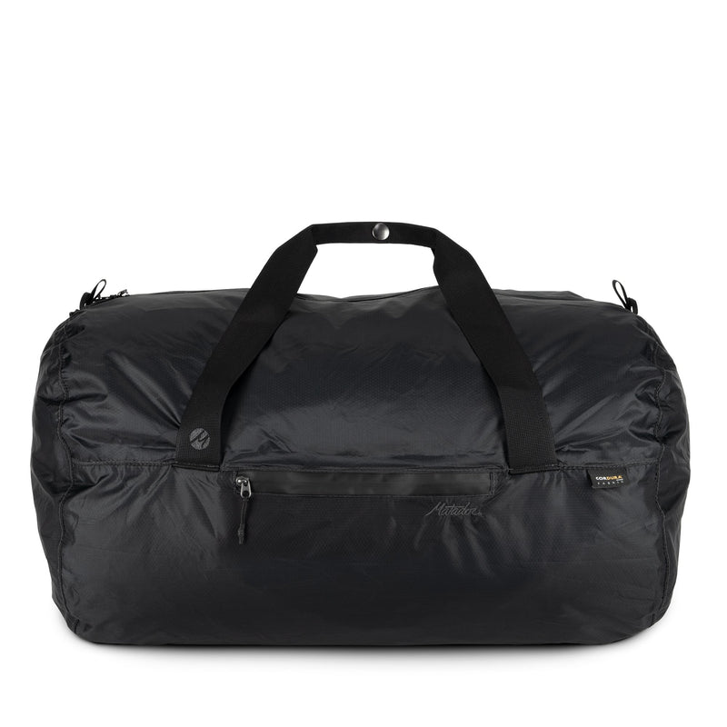 Matador Transit30 charcoal duffle bag shown from the front, featuring sleek design and sturdy handles for travel and everyday use.