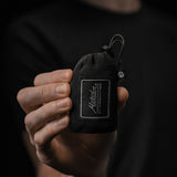 Matador Mini Pocket Blanket in black, a compact travel essential made of durable material, ideal for outdoor picnics and adventures.