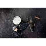 Mistral Men's Post Shave Balm in black amber bottle, showing the product label and packaging for soothing shave aftercare.