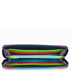Black Mywalit large zip wallet with multiple card slots and a secure zipper closure, stylish and functional for everyday use.