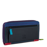 Black Mywalit large zip wallet with multiple card slots and a spacious coin pocket, made of high-quality leather.