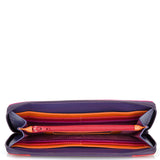 Black Mywalit large zip wallet with multiple card slots and secure zipper closure, showcasing its spacious design and stylish craftsmanship.