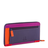 Black Mywalit large zip wallet with multiple card slots and a secure zipper closure, made from premium leather.