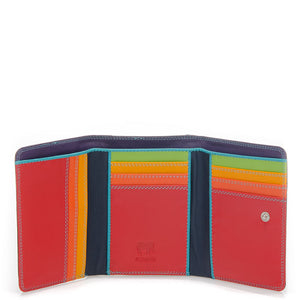 Black Mywalit small tri-fold wallet with multiple card slots and a compact design, ideal for everyday use.