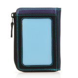 Black Mywalit small zip purse wallet with compact design and multiple card slots, made from quality leather.