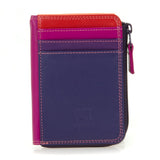 Mywalit small black zip purse wallet with compact design and multiple card slots, made of colorful leather.