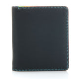 Black Mywalit standard wallet with multiple card slots and a sleek design, featuring the brand's signature colorful detailing.