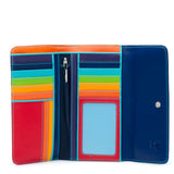 Black Mywalit tri-fold zip wallet with multiple card slots and a secure zipper closure, designed for organized everyday use.