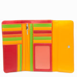 Black Mywalit tri-fold zip wallet with multiple card slots and a secure zipper closure, designed for organized everyday use.