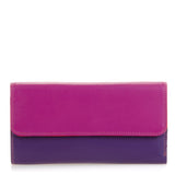 Black Mywalit tri-fold zip wallet with multiple card slots and secure zipper, made of high-quality leather.
