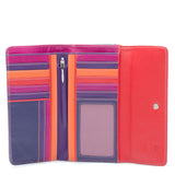 Black Mywalit tri-fold zip wallet with multiple card slots and a secure zipper closure, designed for organized everyday use.