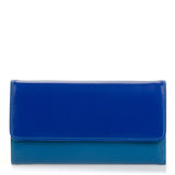 Black Mywalit tri-fold zip wallet with multiple card slots and a secure zipper closure, designed for organized portability.