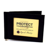 Black Osgoode Marley RFID money clip wallet with sleek design and multiple card slots, featuring a secure money clip.