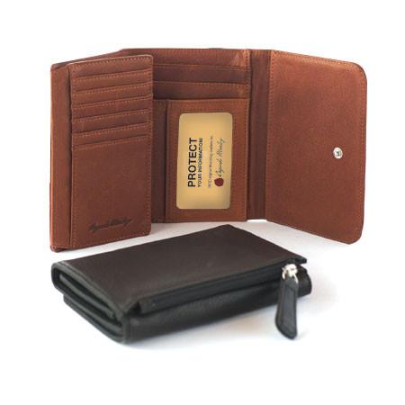 Black Osgoode Marley snap wallet with multiple card slots and secure closure, made of durable leather.