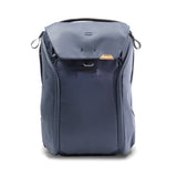 Peak Design Everyday Backpack in midnight color, showing the sleek, durable exterior with multiple compartments and padded straps.