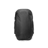 Black Peak Design Travel Backpack 30L with multiple compartments and padded straps, designed for comfortable travel and storage.
