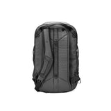 Black Peak Design Travel Backpack 30L with multiple compartments, padded shoulder straps, and sleek design.