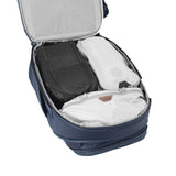 Peak Design Travel Backpack 30L in midnight color, showing multiple compartments and padded shoulder straps for comfortable carrying.