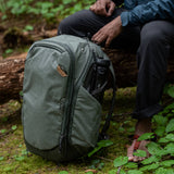 Peak Design Travel Backpack 45L with multiple compartments and padded straps, designed for comfortable travel and everyday use.