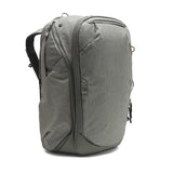 Peak Design Travel Backpack 45L showing black backpack with multiple compartments and padded shoulder straps on a neutral background.