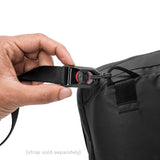 Peak Design Tech Pouch with adjustable strap, shown with organized interior and durable black fabric for tech gear storage.
