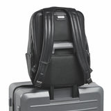 Porsche Design Roadster Backpack M shown in black with multiple compartments and adjustable straps, designed for versatile everyday use.
