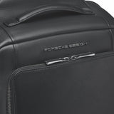 Porsche Design Roadster Backpack M with sleek black exterior, multiple compartments, and padded shoulder straps for comfortable carrying.