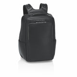 Porsche Design Roadster Backpack M in black with multiple compartments and adjustable straps, featuring sleek modern style.