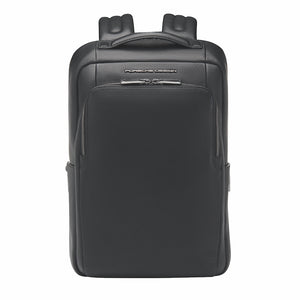 Porsche Design Roadster Backpack XS in black with sleek design, top handle, and adjustable shoulder straps for everyday use.
