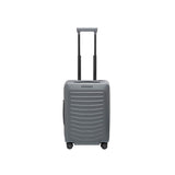 Matte black Porsche Design Roadster 21-inch spinner carry-on luggage with sleek, modern design and durable construction.