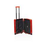 Matte black Porsche Design Roadster 21-inch spinner carry-on luggage with four wheels and sleek modern design.