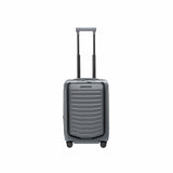 Matte black Porsche Design Roadster 21-inch carry-on spinner luggage with expandable feature and sleek modern design.