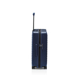 Matte black Porsche Design Roadster 27-inch expandable spinner luggage with four wheels and built-in lock for easy travel.
