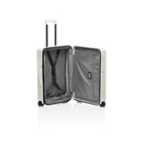 Matte black Porsche Design Roadster 27-inch expandable spinner luggage with four wheels and sturdy handle for easy travel.