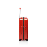 Matte black Porsche Design Roadster 27-inch expandable spinner luggage with four wheels and sleek, modern design.