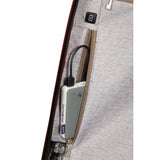 Black Samsonite C-Lite carry-on spinner suitcase with four wheels and telescopic handle for easy travel.
