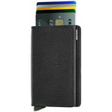 Secrid Slimwallet black front view showing card slots and sleek compact design for secure card storage.