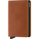 Secrid Slimwallet in SPF Cognac color, front view showing compact design and leather finish.