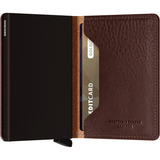 Secrid Slimwallet in espresso brown with card slots and compact design, showcasing its sleek, minimalist style.