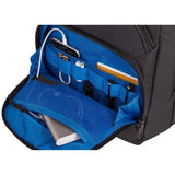 Thule Crossover 2 20L backpack with padded shoulder straps, multiple compartments, and durable black nylon material.